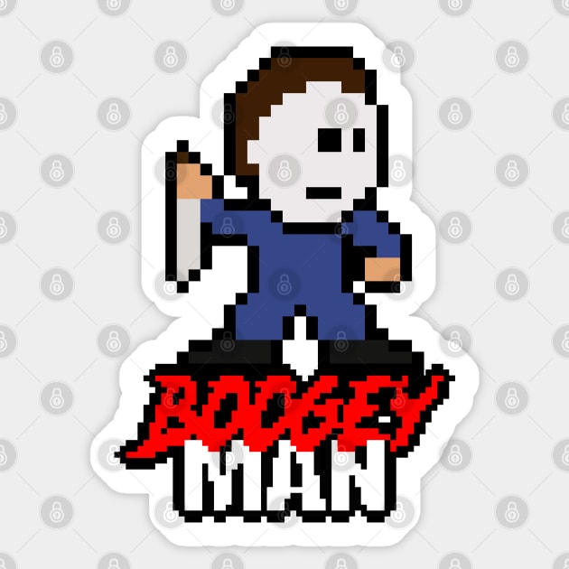 Slasher Man Retro 8-Bit Horror Gaming: Boogey Man! Sticker by WithoutYourHead